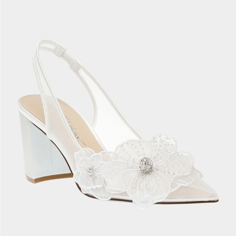 Betsey Johnson Petra white slingback heels